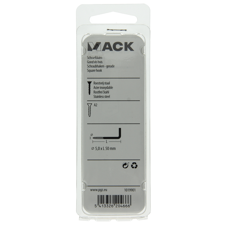 Mack 1019901 - vis à pouce en acier inoxydable 2 pcs 5,0x50 mm | 10 pièces