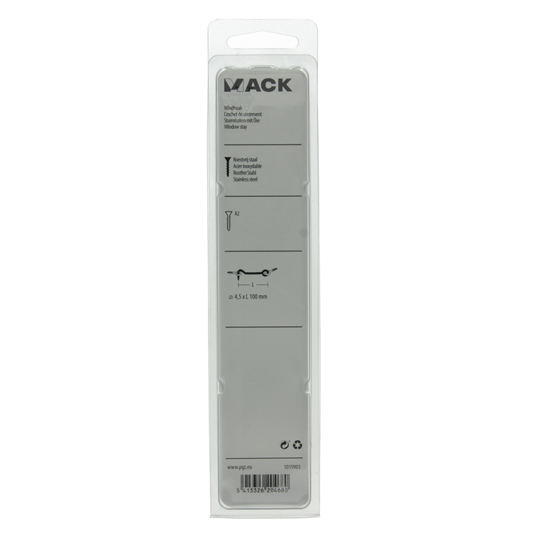 Mack 1019903 - crochet à vent en acier inoxydable 1 pièce 4,5 x 100 mm | 5 pièces
