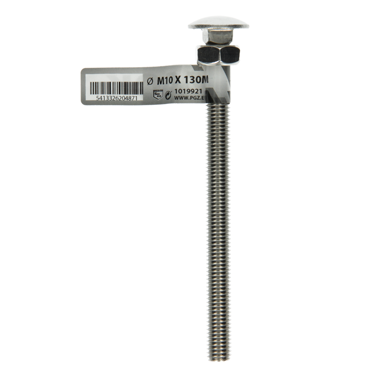 Mack 1019921 - boulon à bois + écrou inox 1 pièce m10 x 130mm | 10 pièces