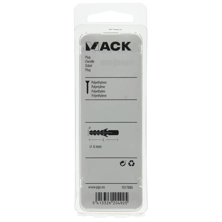 Mack 1017880 - bouchon polyéthylène 25 pcs 6 mm | 5 pièces
