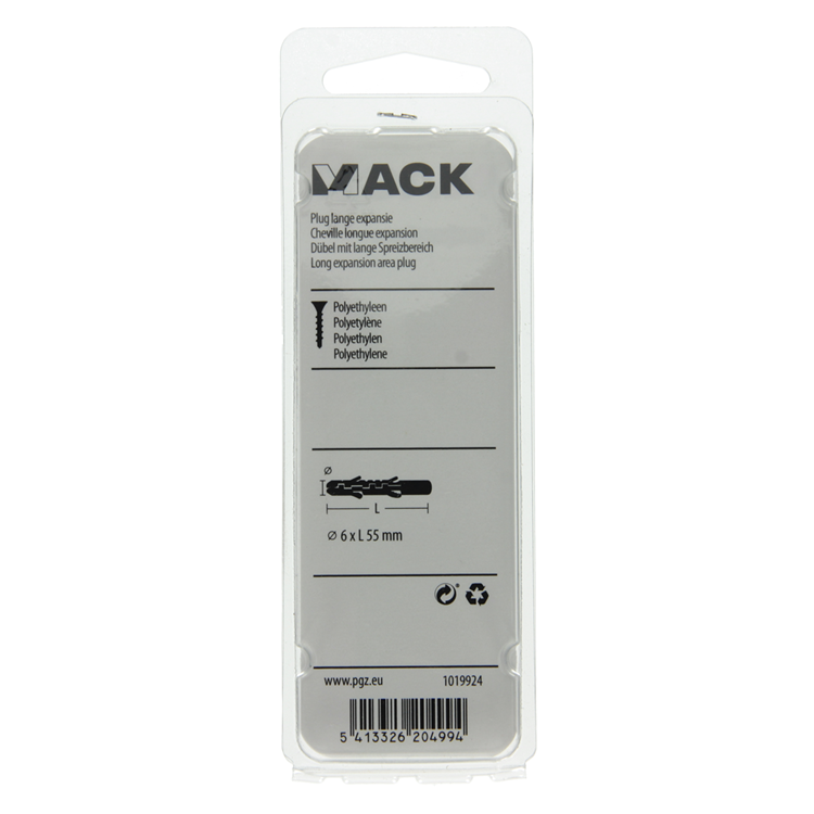 Mack 1019924 - bouchon à expansion longue en polyéthylène 12 pcs 6 x 55 mm | 5 pièces
