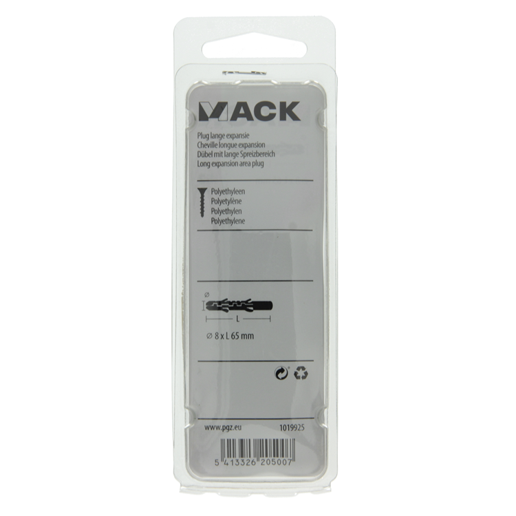 Mack 1019925 - bouchon à expansion longue en polyéthylène 10 pcs 8 x 65 mm | 5 pièces