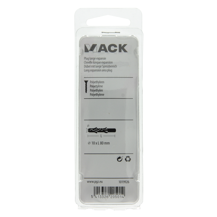 Mack 1019926 - bouchon à expansion longue en polyéthylène 6 pcs 10 x 80 mm | 5 pièces