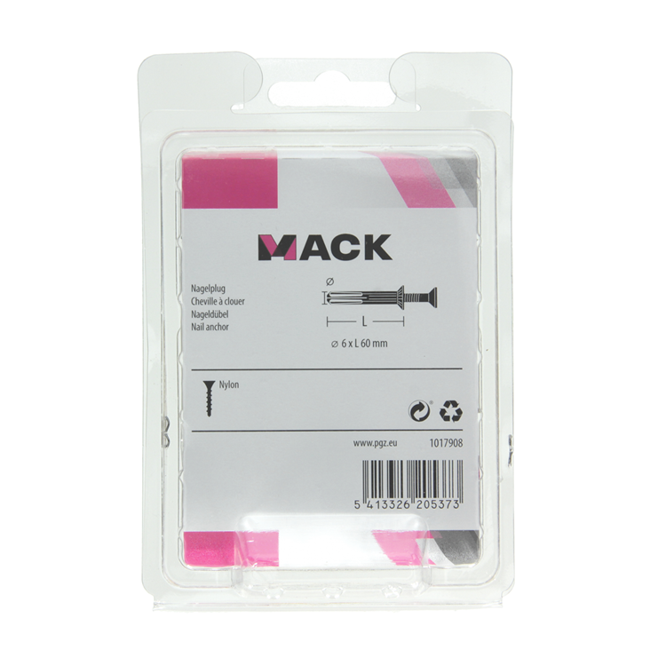 Mack 1017908 - bouchon à clous en nylon polyamide 10 pièces 6 x 60 mm | 5 pièces