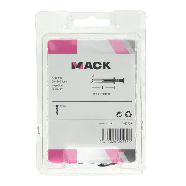 Mack 1017909 - bouchon à clous en nylon polyamide 9 pièces 6 x 80 mm | 5 pièces