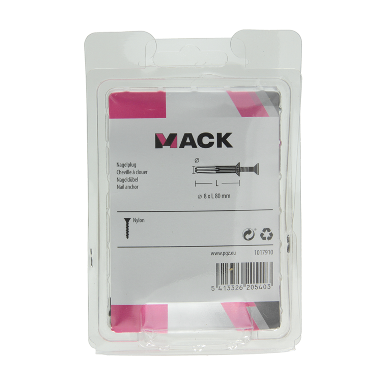 Mack 1017910 - bouchon à clous en nylon polyamide 8 pièces 8 x 80 mm | 5 pièces