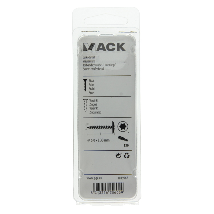 Mack 1019967 - vis de trappe noire 6,0 x 30 mm 9 pcs | 5 pièces