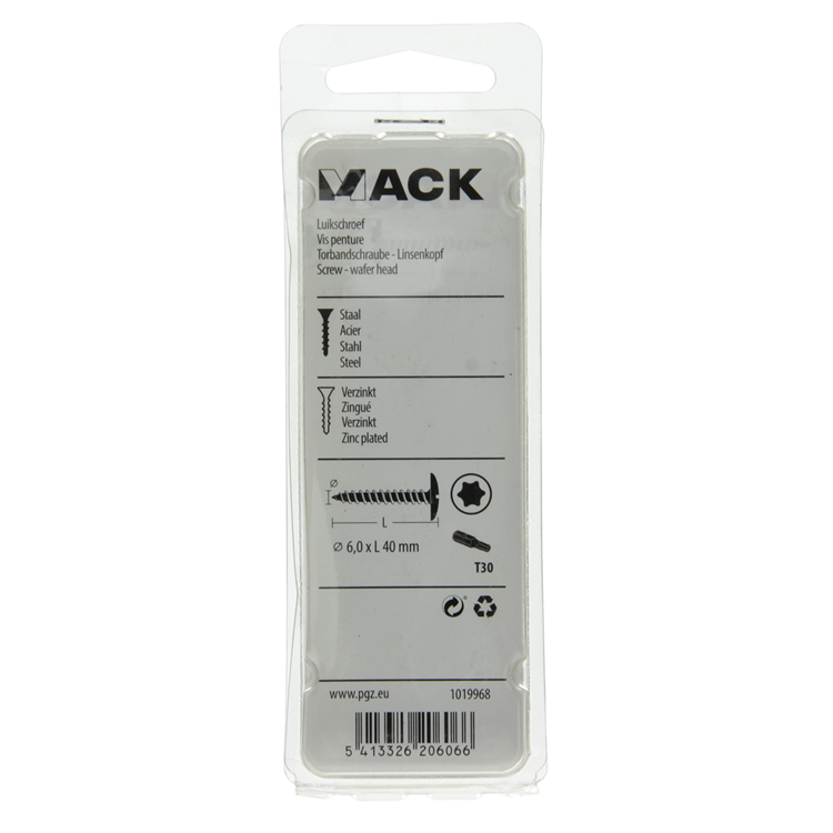 Mack 1019968 - vis de trappe noire 6,0 x 40 mm 8 pcs | 5 pièces