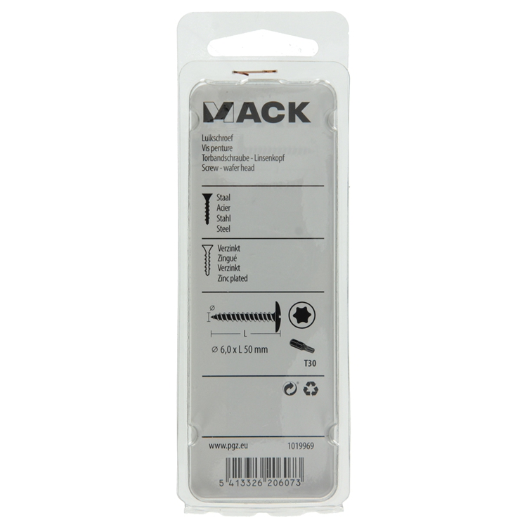 Mack 1019969 - vis de trappe noire 6,0 x 50 mm 7 pcs | 5 pièces