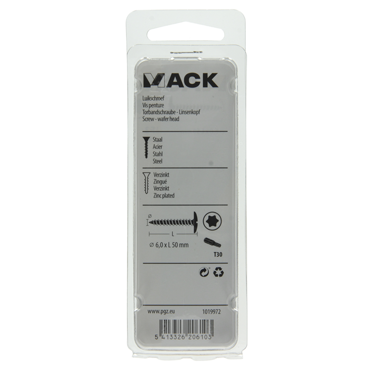 Mack 1019972 - vis de trappe jaune galvanisée 6,0 x 50 mm 8 pcs | 5 pièces
