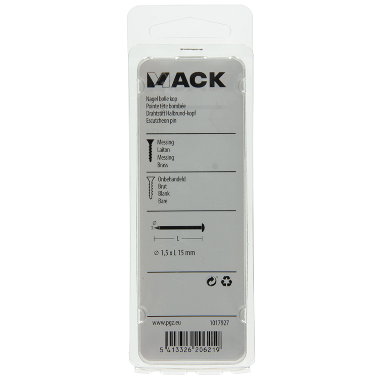 Mack 1017927 - clou tête convexe laiton 100 gr1,5 x 15 mm | 5 pièces
