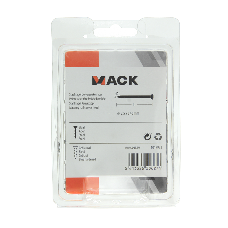 Mack 1017933 - clou en acier bvk acier bleui 200 gr 2,5 x 40 mm | 5 pièces