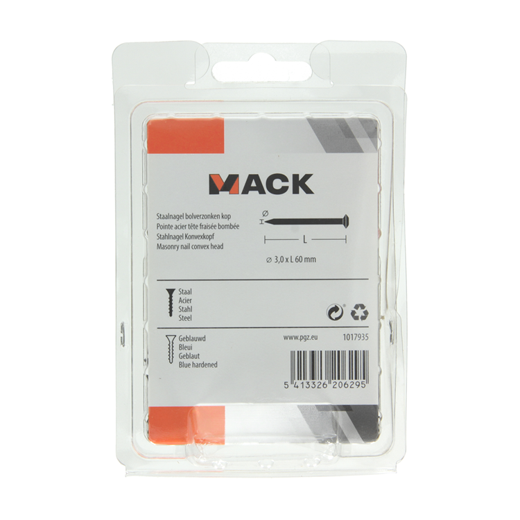 Mack 1017935 - clou en acier bvk acier bleui 200 gr 3,0 x 60 mm | 5 pièces