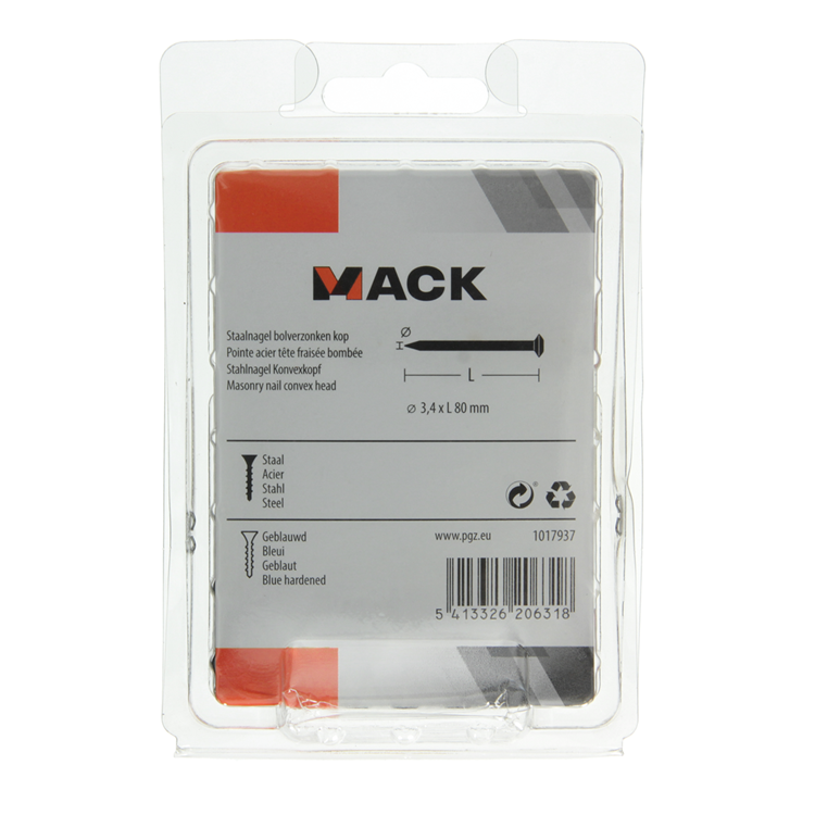 Mack 1017937 - clou en acier bvk acier bleui 200 gr 3,4 x 80 mm | 5 pièces