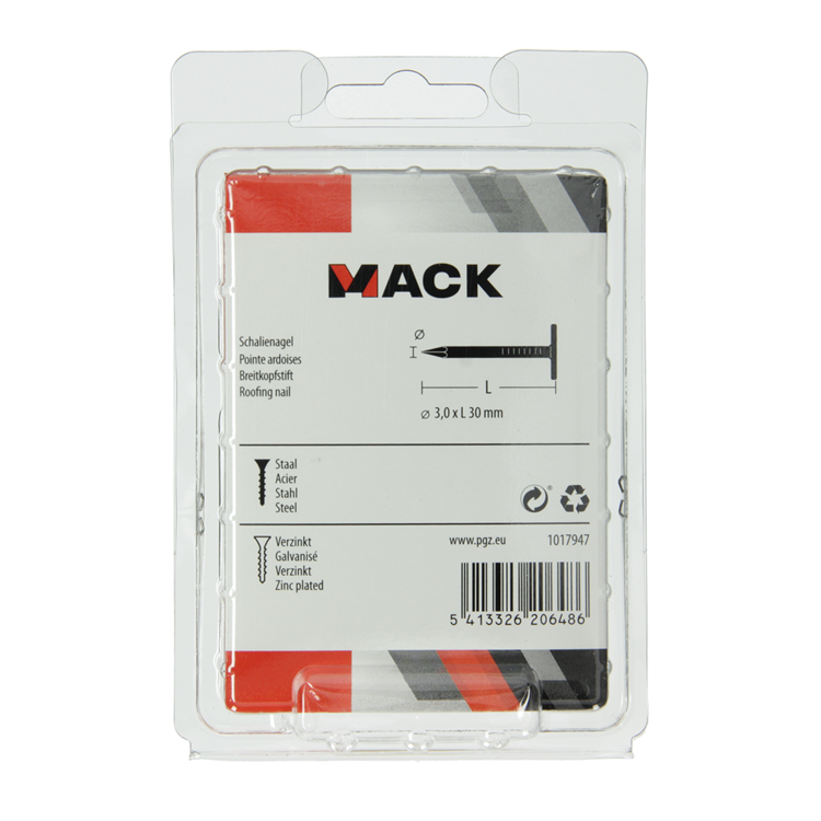Mack 1017947 - clou de schiste en acier galvanisé 250 gr 3,0 x 30 mm | 5 pièces