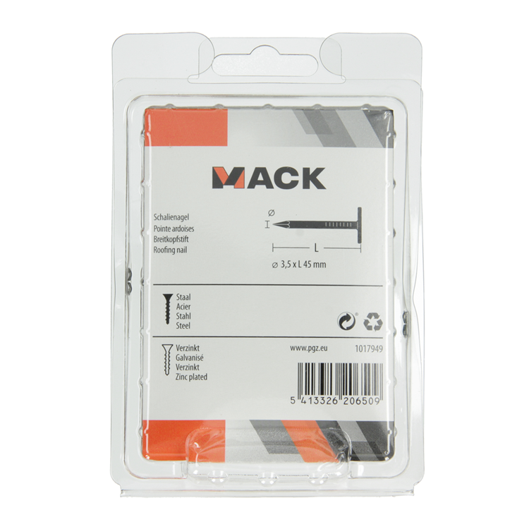 Mack 1017949 - clou de schiste en acier galvanisé 250 gr 3,5 x 45 mm | 5 pièces