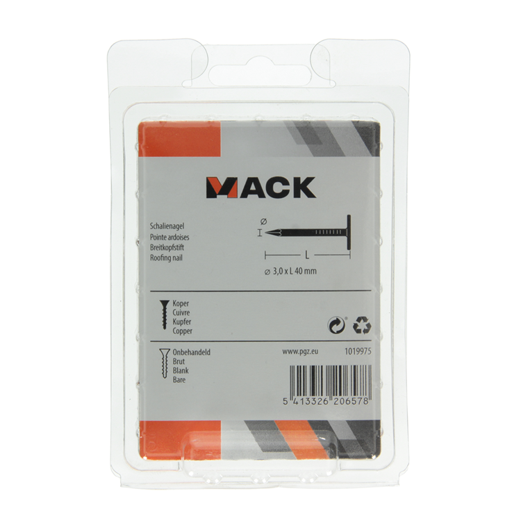 Mack 1019975 - clou de schiste cuivre 180 gr 3,0 x 40mm | 5 pièces