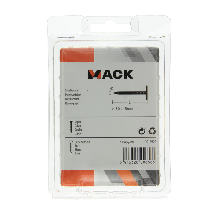Mack 1019976 - clou de schiste cuivre 180 gr 3,0 x 50mm | 5 pièces