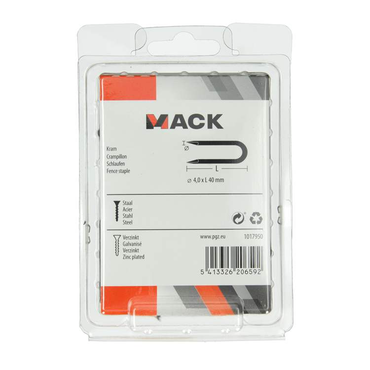 Mack 1017950 - acier de base galvanisé 250 gr 4,0 x 40 mm | 5 pièces