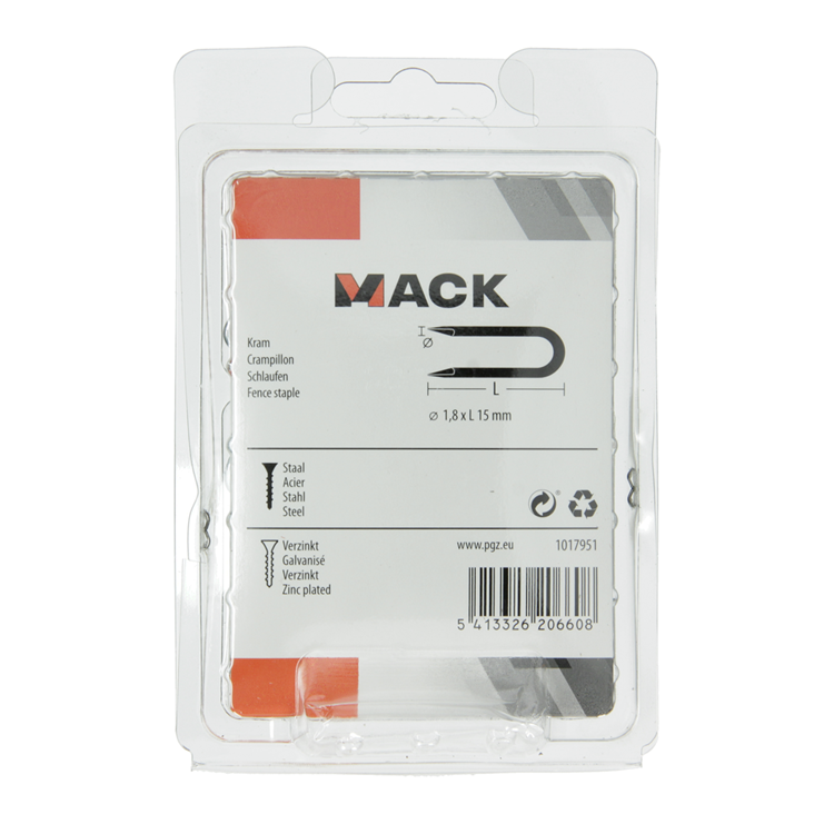 Mack 1017951 - acier de base galvanisé 250 gr 1,8 x 15 mm | 5 pièces