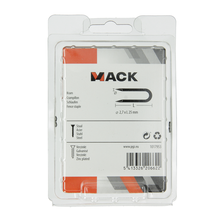 Mack 1017953 - acier de base galvanisé 250 gr 2,7 x 25 mm | 5 pièces