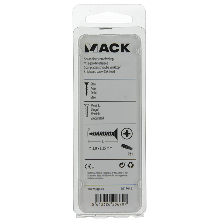 Mack 1017961 - vis pour panneaux d'aggloméré avec tête galvanisée jaune 100pcs 3,0 x 25 mm | 5 pièces