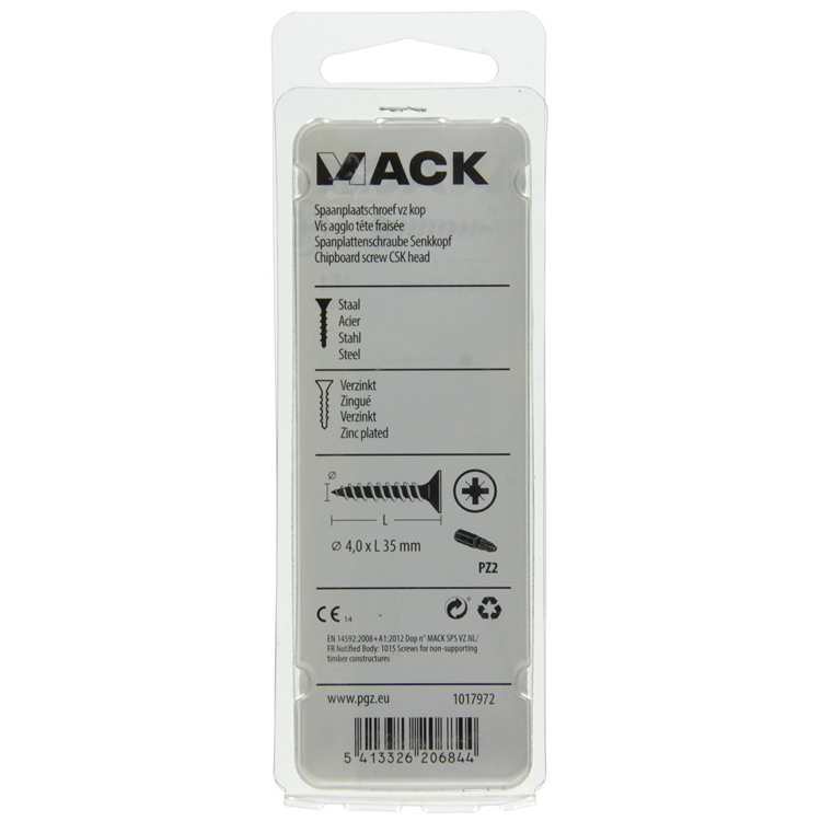 Mack 1017972 - vis pour panneaux d'aggloméré avec tête plaquée jaune. 50 pièces 4,0 x 35 mm | 5 pièces