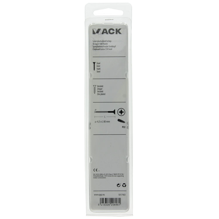 Mack 1017983 - vis pour panneaux d'aggloméré avec tête plaquée jaune. 20 pièces 4,5 x 80 mm | 5 pièces
