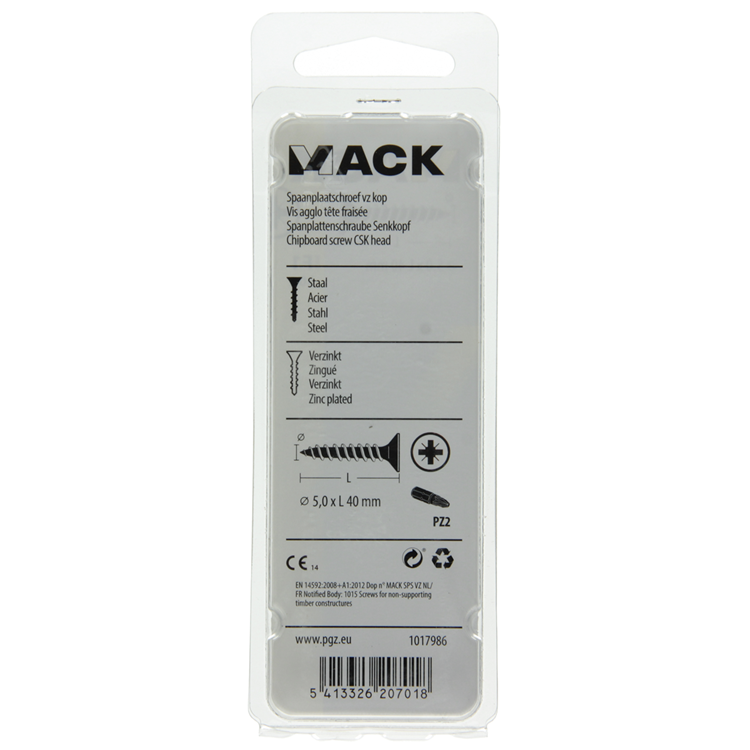 Mack 1017986 - vis pour panneaux d'aggloméré avec tête plaquée jaune. 30 pièces 5,0 x 40 mm | 5 pièces