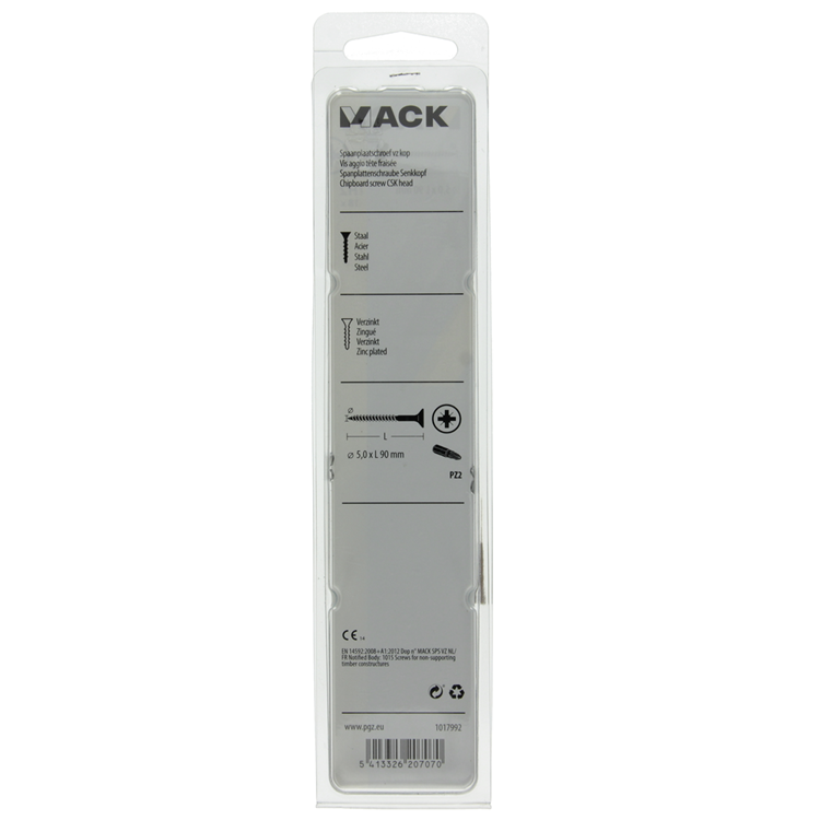 Mack 1017992 - vis pour panneaux d'aggloméré avec tête plaquée jaune. 18 pièces 5,0 x 90 mm | 5 pièces