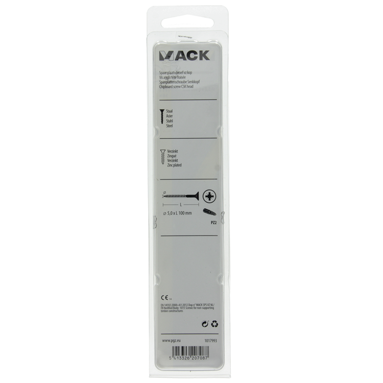 Mack 1017993 - vis pour panneaux d'aggloméré avec tête plaquée jaune. 16 pièces 5,0 x 100 mm | 5 pièces