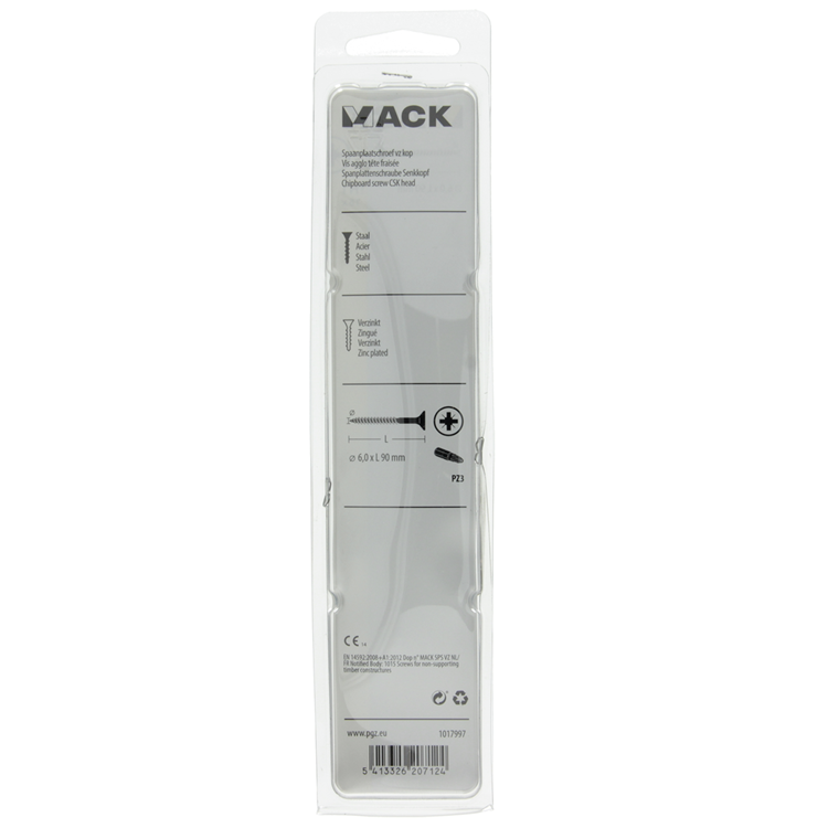 Mack 1017997 - vis pour panneaux d'aggloméré avec tête plaquée jaune. 16 pièces 6,0 x 90 mm | 5 pièces