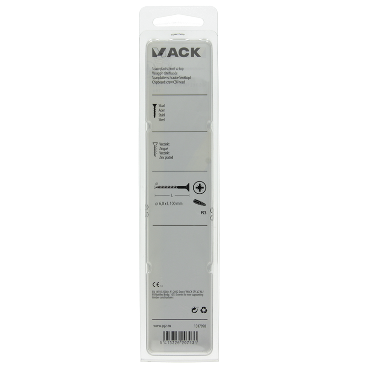 Mack 1017998 - vis pour panneaux d'aggloméré avec tête plaquée jaune. 14 pièces 6,0 x 100 mm | 5 pièces
