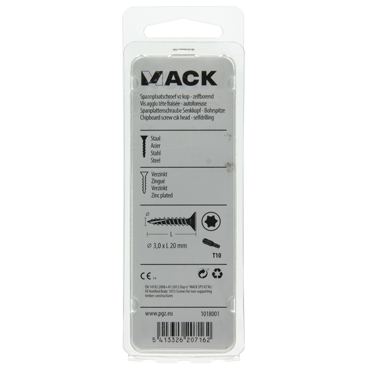 Mack 1018001 - tête de vis à copeaux à monter soi-même plaquée jaune 175 pièces 3,0 x 20 mm | 5 pièces