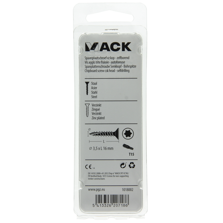 Mack 1018002 - tête de tournevis à copeaux à monter soi-même plaquée jaune 165 pcs 3,5 x 16 mm | 5 pièces