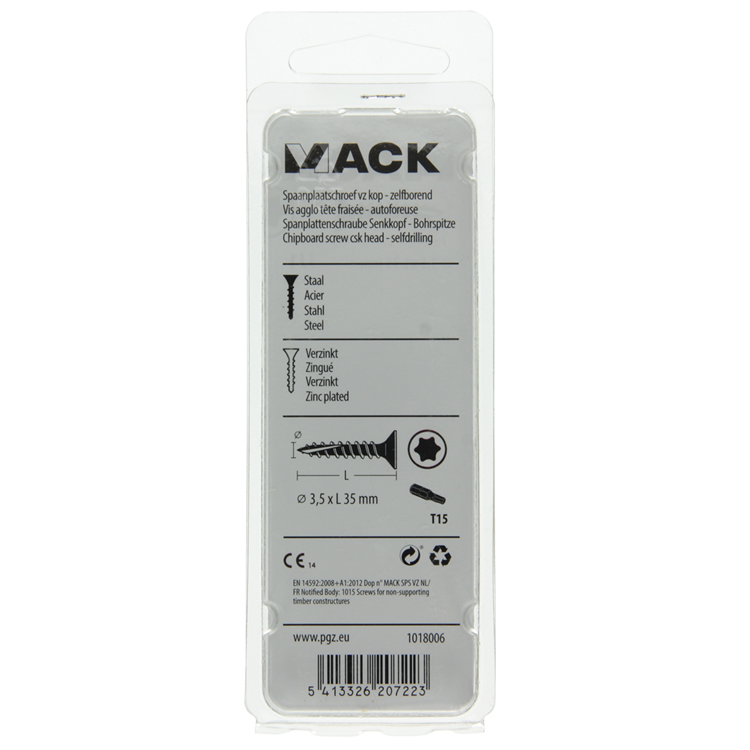 Mack 1018006 - spainplschr.vzkop-auto-assemblage plaqué jaune 65 pièces 3,5 x 35 mm | 5 pièces