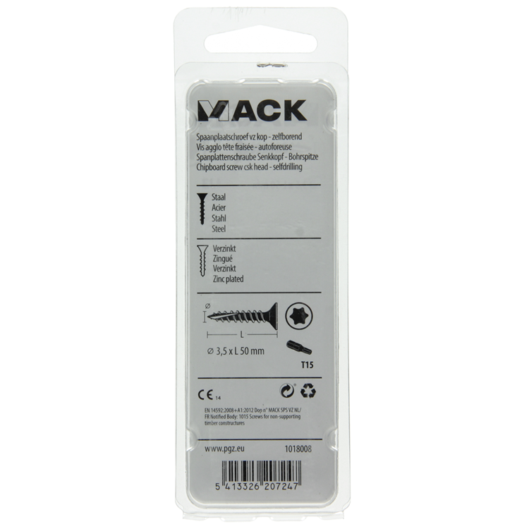 Mack 1018008 - spainplschr.vzkop-auto-assemblage plaqué jaune 45 pièces 3,5 x 50 mm | 5 pièces