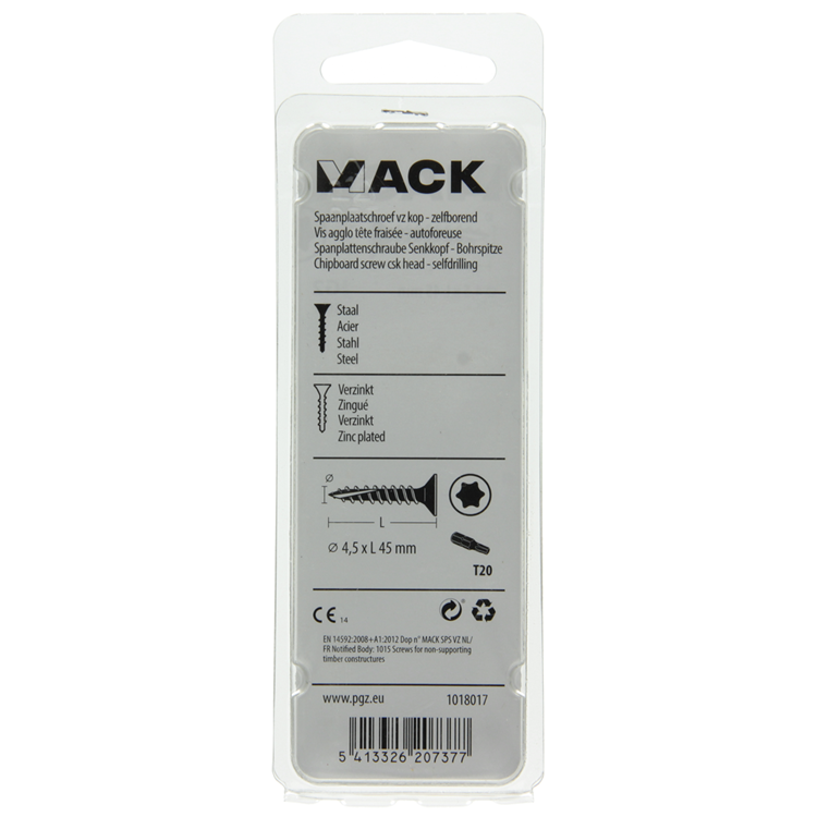 Mack 1018017 - spainplschr.vzkop-auto-assemblage plaqué jaune 30 pièces 4,5 x 45 mm | 5 pièces