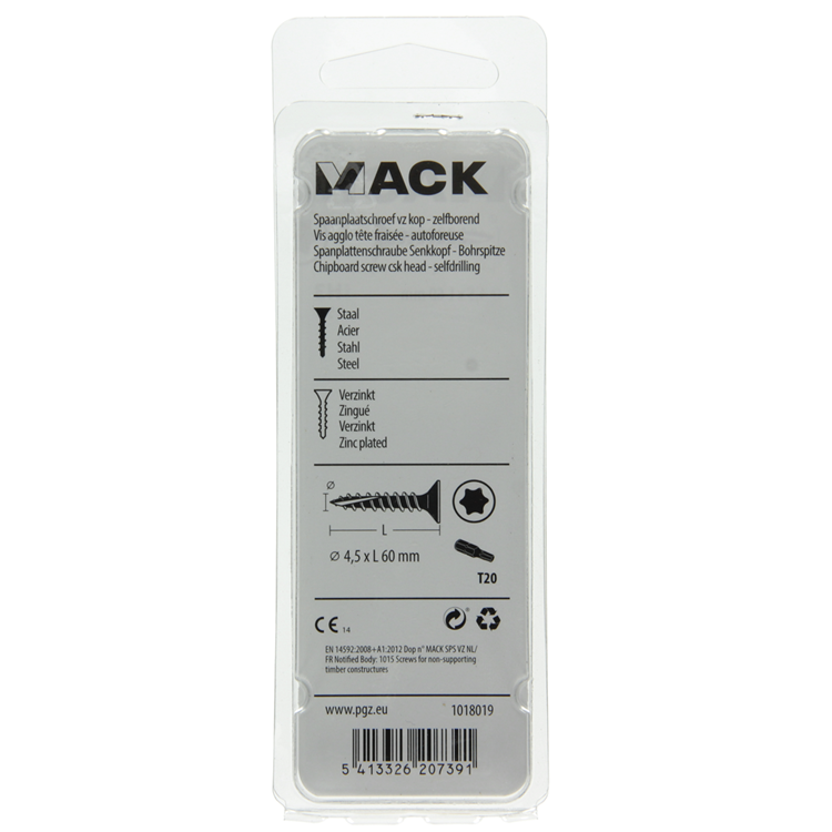 Mack 1018019 - spainplschr.vzkop-auto-assemblage plaqué jaune 25 pièces 4,5 x 60 mm | 5 pièces