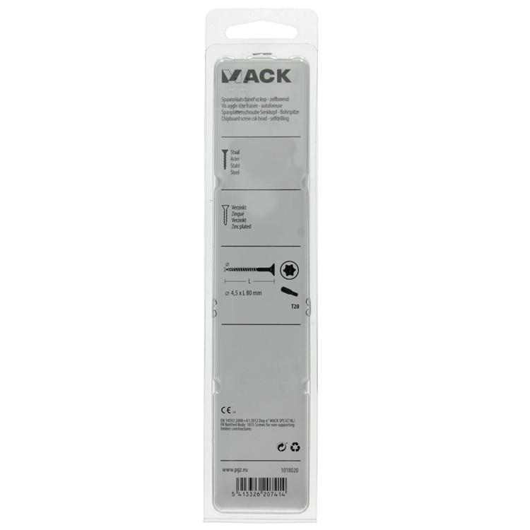 Mack 1018020 - spanplschr.vzkop-auto-assemblage plaqué jaune 20 pièces 4,5 x 80 mm | 5 pièces