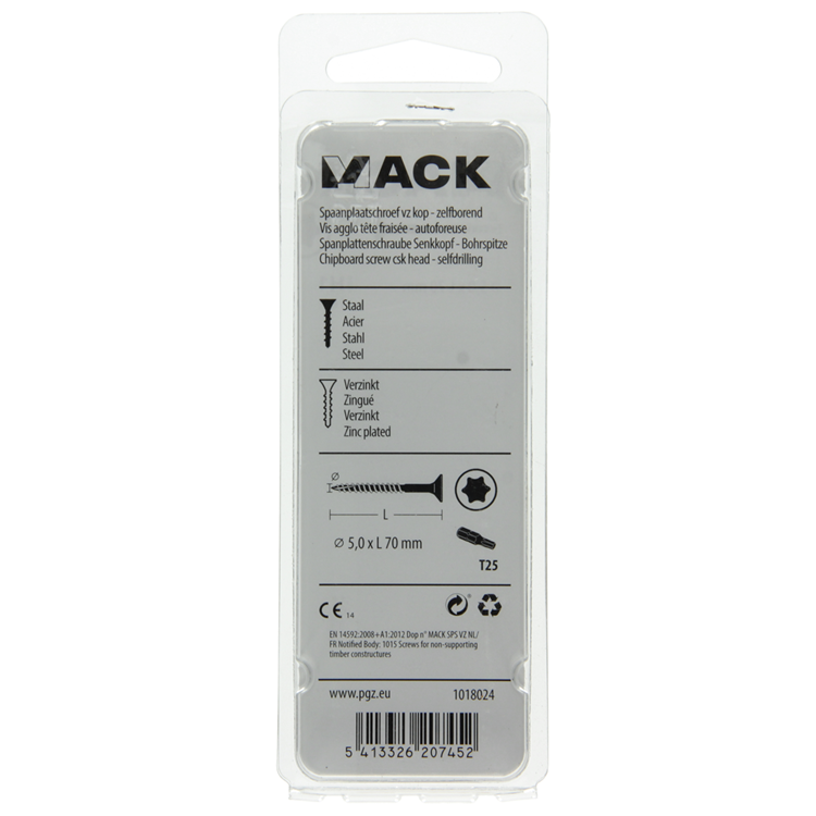 Mack 1018024 - spainplschr.vzkop-auto-assemblage plaqué jaune 16 pièces 5,0 x 70 mm | 5 pièces