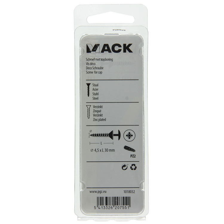 Mack 1018032 - vis avec alésage à tête, acier galvanisé. 40 pièces 4,5 x 30 mm | 5 pièces