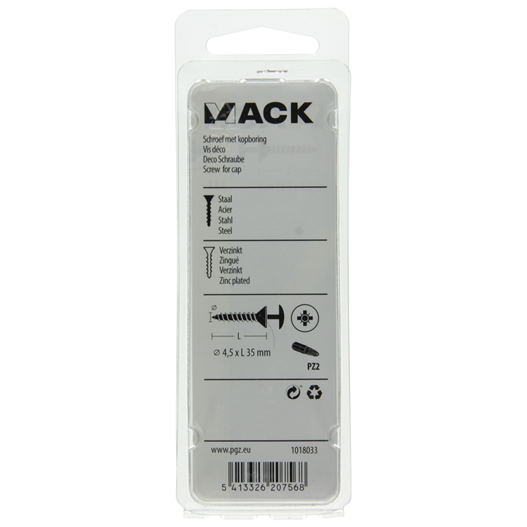 Mack 1018033 - vis avec alésage à tête, acier galvanisé. 35 pièces 4,5 x 35 mm | 5 pièces