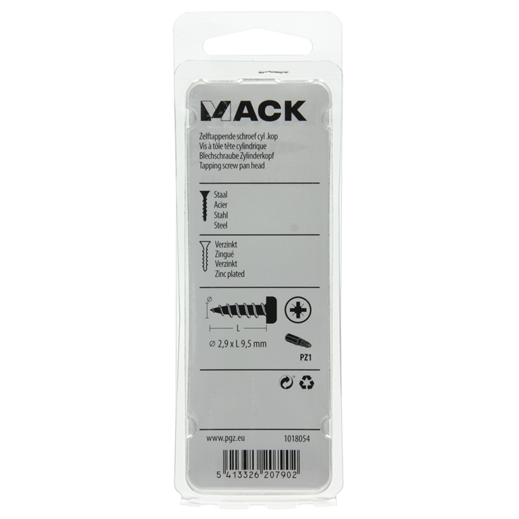 Mack 1018054 - vis autotaraudeuse culasse plaquée 110 pcs 2,9 x 9,5 mm | 10 pièces
