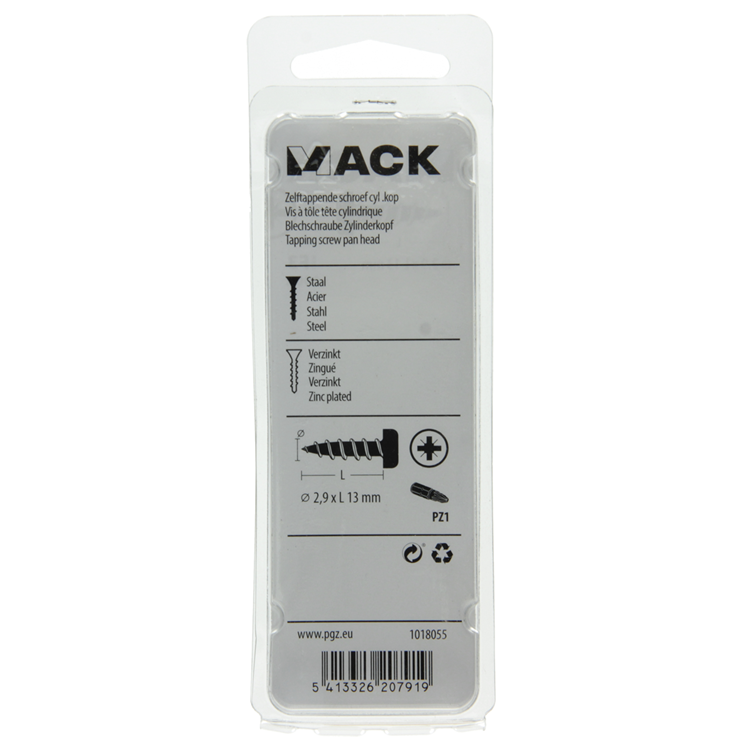 Mack 1018055 - vis autotaraudeuse culasse plaquée 100 pcs 2,9 x 13 mm | 10 pièces