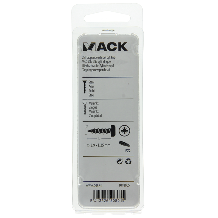 Mack 1018065 - culasse à vis autotaraudeuse galv. 48 pièces 3,9 x 25 mm | 5 pièces