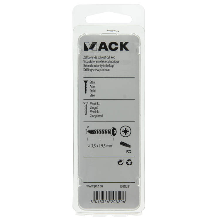 Mack 1018081 - vis autoperceuse culasse plaquée 120pcs 3,5 x 9,5 mm | 5 pièces