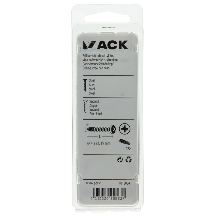 Mack 1018084 - vis autoperceuse à tête cylindrique plaquée. 80 pièces 4,2 x 19 mm | 5 pièces