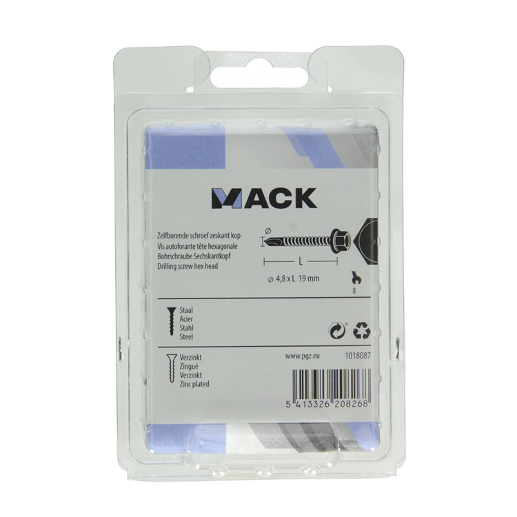 Mack 1018087 - vis autoperceuse hexagonale. cond. 65 pièces 4,8 x 19 mm | 5 pièces
