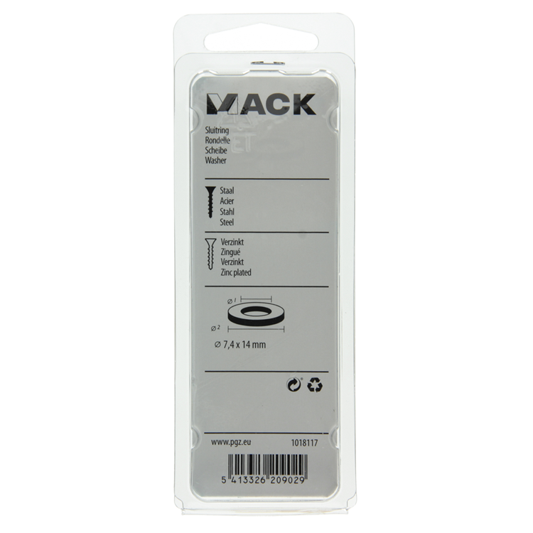 Mack 1018117 - rondelle acier galvanisé 100 pcs 7,4 x 14 mm | 5 pièces